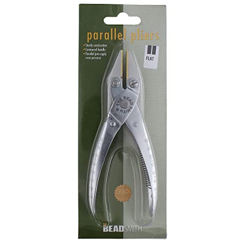 The Beadsmith Flat Nose Parallel Plier - 5.5 inches (140mm), Steel tool for jewelry making, with spring - style: Brass Jaw - 140mm