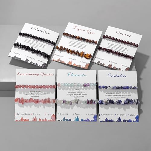 Healing Crystal Bracelets for Women 2 PCS 6mm Natural Stone Bracelet Stretch Crystal Beaded Bracelets Handmade Gemstone Bracelet Jewelry Gifts Christmas Gifts for Women Girls - style: black tourmaline