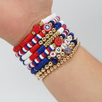 Twinfree Bohemia Beaded Bracelet for Women, Polymer Clay Stretch Bracelets - color: color 45