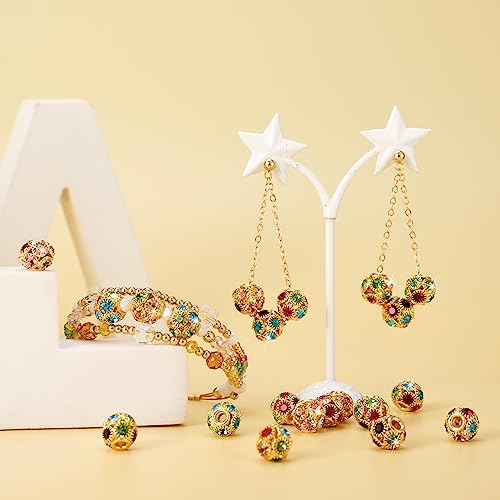 Craftdady 30Pcs 10mm Colorful Rhinestone Rondelle Spacer Beads Golden Disco Ball Loose Beads for Jewelry Making - color: Golden&Colorful-10x9mm