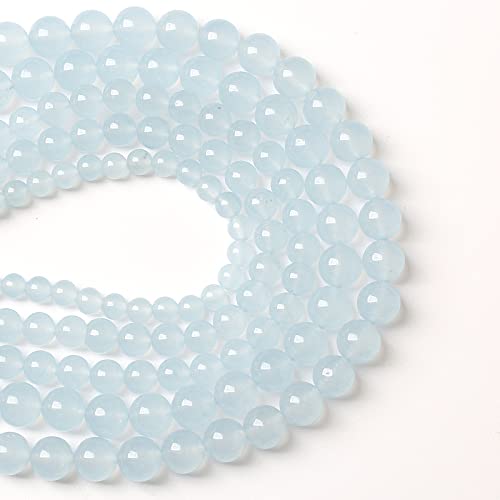 10MM 36PCS Natural Stone Light Blue Chalcedony Loose Beads for Jewelry Making DIY Bracelet Necklace… - color: Light Blue Chalcedony, size: 10mm