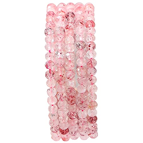 BEADIA Natural Strawberry Crystal Beads 4x2mm 120pcs Faceted Rondelle Loose Semi Gemstone Beads for Jewelry Making Design - color: Strawberry Crystal