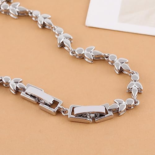 Silver Necklace Bracelet Extender for Women, 4pcs Foldover Extension Jewelry Clasps for Jewelry Making - color: White Gold