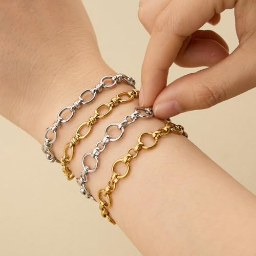 SMYHTGLIF 6.5 Feet Gold Stainless Steel Rolo Chain Bulk for Jewelry Making Oval Circle Chain Spool with Jewelry Making Supplies Findings - color: Cable Gold