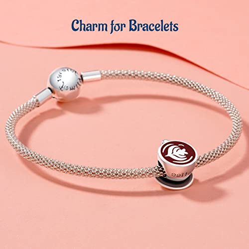 S925 Bead Dangle Charms for Bracelets Necklaces, Compatible with Pandora, Jewelry Making - style: Cup of Coffee Charm