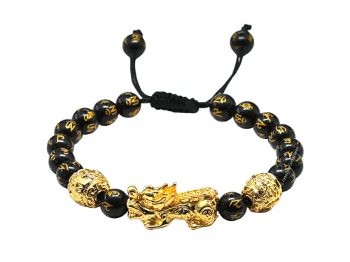 Amazing Gemstone Black Obsidian Pixiu Bracelet for Women Men's Gifts - Protection Healing Crystal Bracelet - 8mm Gemstone Beaded Adjustable Bracelet Pulseras Para Hombres Mujer Stocking Stuffers - color: Black Obsidian (Pixiu)