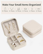VLANDO Wedding Bridesmaid Gifts - Mothers Day Gifts - Small Jewelry Travel Organizer, Travel Jewelry Case for Ring, Earring, Necklace, Bracelet - Milky White - color: B.Beige