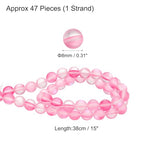 uxcell Matte Crystal Glass Beads 8mm Synthetic Frosted Shining Semi-Precious Round Loose Beads Synthetic Moonstone for Jewelry Making DIY Bracelet, Pink - color: Pink, size: 8mm