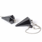Justinstones Natural Hematite Gemstone Rock Crystal Hexagonal Pointed Reiki Chakra Pendant Pendulum - color: Hematite