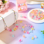 80Pcs Acrylic Gummy Bear Beads Random Color Pastel Fake Animal Gummy Bear Bracelet Beads Flat Back Kandi Bead Bulk for Crafts DIY Jewelry Making Supplies - color: Random #2