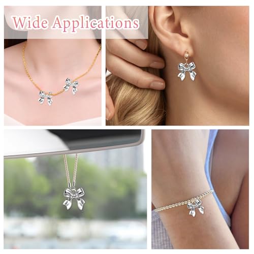 60 Pcs Alloy Silver Bow Bowknot Charms, Silver Bow Tie Pendant Charms Bulk for Jewelry, Bowknot Pendants Earring Charm Necklace Bracelets DIY Crafts Supplies - color: Set-1