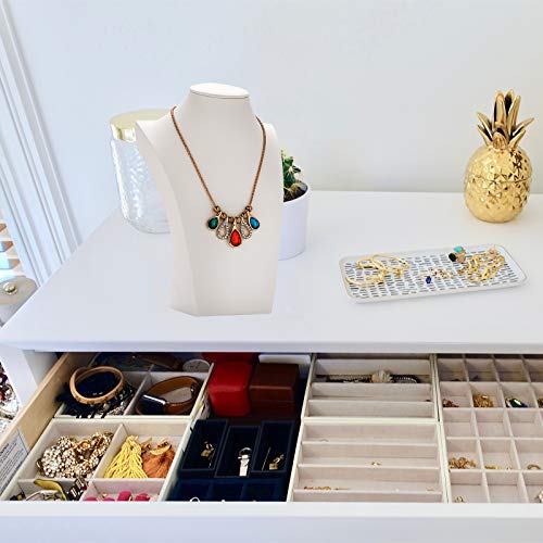Polmart H3 Necklace Display Bust (White Leatherette, 11 ⅞”H) - color: White Leatherette, size: 11⅞"H