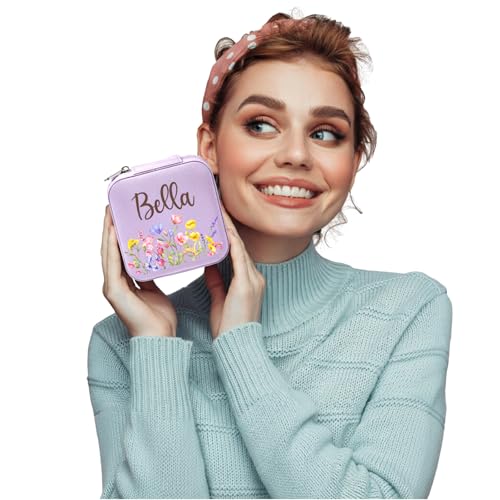 Ajiangwu Ships Next Day,Mothers Day Gifts Custom Travel Jewelry Case for Women Kids,Personalized Small Jewelry Box Mini Teen Girl Gifts Trendy Stuff Jewelry Organizer for Rings, Necklaces, Bracelets - color: Design 4