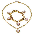 Crystal Zirconia Gold Plated Brass Charms for Jewelry Making Bracelet Necklace Earring Pendant Craft Supplies DIY Accessories - color: HeartA-Pink-5Pcs