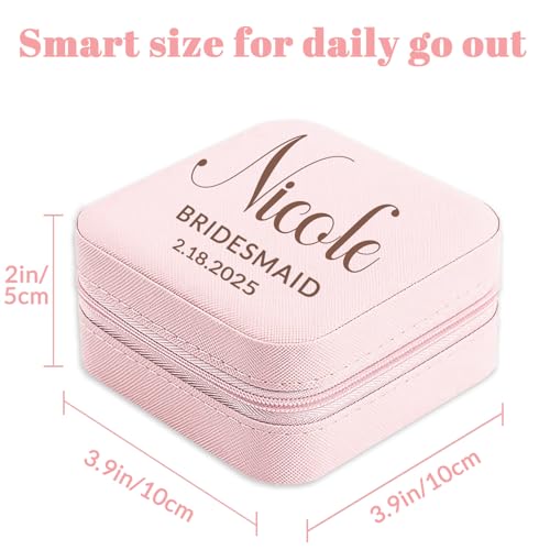 Personalized Travel Jewelry Box,Custom Leather Jewelry Case with Bridesmaid Name,Organizer Ring Case for Wedding Maid of Honor Gifts - color: Style 04