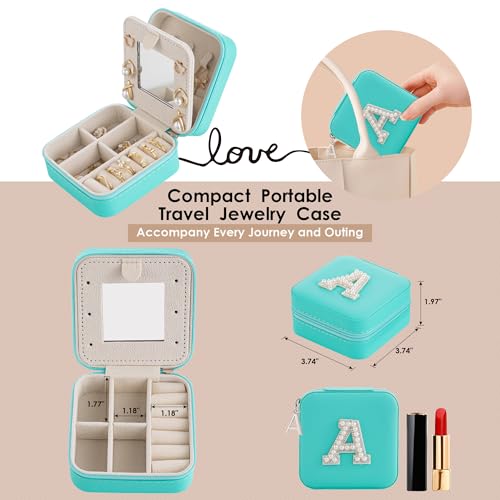 Initial Jewelry Box, Travel Jewelry Case, Blue, Modern, Mother's Day Gift for Women - color: Blue, size: F