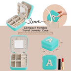Initial Jewelry Box, Travel Jewelry Case, Blue, Modern, Mother's Day Gift for Women - color: Blue, size: F