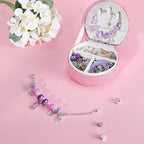 Emibele Girls Charm Beads Bracelet Making Kit with Portable Jewelry Box, Jewelry Making Kit for Kids Age 5 6 7 8-12, DIY Arts Crafts Toys for Teens Girls Gift Choices on Birthday Valentines Christmas - color: B-Purple