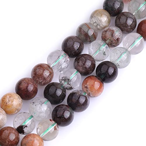 JOE FOREMAN 12mm Brown Ghost Rock Quartz Round Beads for Jewelry Making Strand 15" Natural Stone Semi Precious Gemstone DIY Handmade Craft Supplies - color: Brown, size: 12mm
