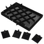 Lemecima 2pcs 24 Grids Stackable Jewelry Tray Organizer with Removable Dividers, Velvet Jewelry Display Tray for Earrings Necklaces Bracelet Rings Display Showcase - Black