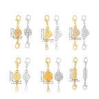 12pcs Magnetic Jewelry Clasp, 6 Styles Premium Magnetic Necklace Extenders with Double Lobster Clasps Jewelry Closures for Necklaces Bracelets (Silver, Gold-Colored)