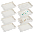 Abeillo 8Pcs Velvet Stackable Jewelry Trays Jewelry Organizer for Drawer, Jewelry Display Storage Tray for Earring Ring Necklace Pendants Bracelet 8.3 x 4.9 x 1 inches(Beige)