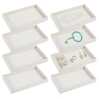 Abeillo 8Pcs Velvet Stackable Jewelry Trays Jewelry Organizer for Drawer, Jewelry Display Storage Tray for Earring Ring Necklace Pendants Bracelet 8.3 x 4.9 x 1 inches(Beige)