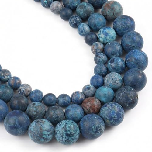 48pcs Natural Matte American Turquoise Gemstone Beads，8mm Frosted Round Loose Stone Beads for Jewelry Making Earring Bracelet Necklace DIY Crafts - color: American Turquoise, size: 8mm