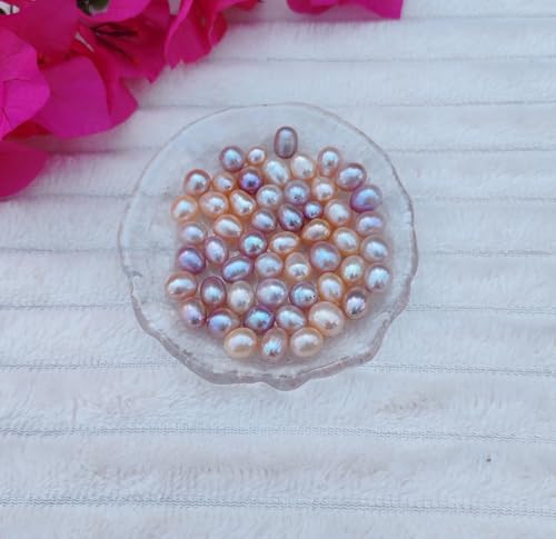 50 Pcs Natural Pearl Beads for Jewelry Making AAA 8-9 mm No Holes Natural Genuine Real Freshwater Cultured Pearl Oval Pearls Beads Loose Gemstone Bead Crafts Gift for Women,DIY Gifts. - color: 8-9 mm no holes.