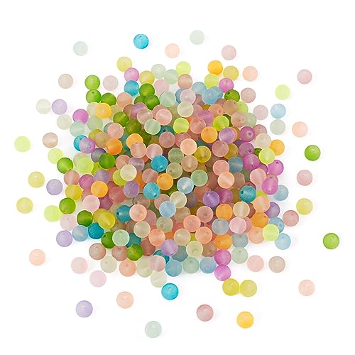 Craftdady 500Pcs 8mm Transparent Frosted Glass Beads Tiny Crystal Glass Round Loose Spacer Beads Random Mixed Colors for Jewelry Making Hole: 1mm - color: Mixed Colors Frosted, size: 8mm