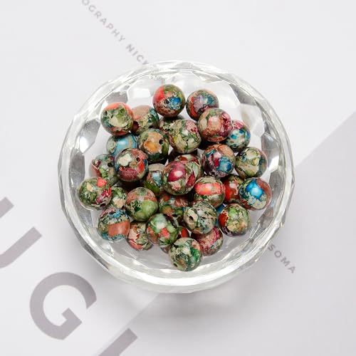 122Pcs(2 Strand/Set) 6mm Green Red Imperial Jasper Smooth Round Beads Natural Stone Beads AAA Grade Premium Round Gemstone Genuine Real Stone Loose for DIY Bracelet Jewelry String Making - color: Green Red Imperial Jasper, size: 6mm