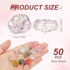 uxcell 50 Pcs Rose Beads, 0.55" Glass Flower Rose Charm Carved Loose Spacer Crystal Craft Beads for DIY Jewelry Making Bracelet Beading Projects Supplies, Light Purple - color: Light Purple