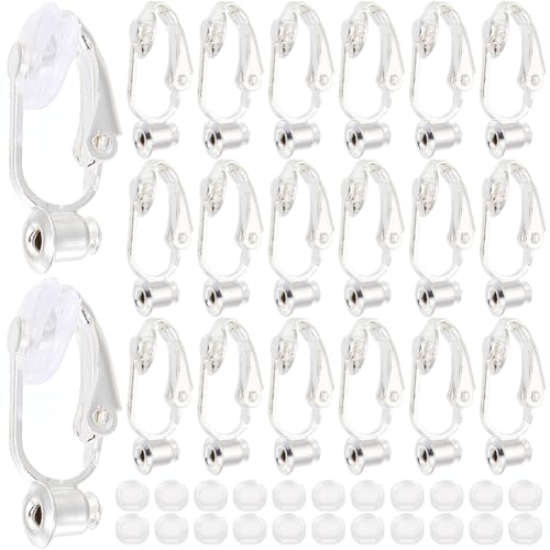 1 Box 36Pcs Silver Earring Converter Clip on Earrings Backs Brass with Comfort Pads Painless Earring Components Earring Clips for Non Pierced Ears Jewelry Making Supplies DIY Craft Beginner - color: Silver