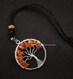 Amazing Gemstone Crystals and Healing Stones Carnelian Necklace - Gold Chain Necklace Pendant - Real Crystal Necklace - color: Tree of Life, size: 1 PIECE