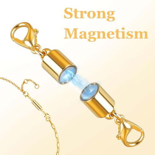 Phinus 12 Pcs Magnetic Necklace Clasps and Closures, Magnetic Clasps for Necklaces with Lobster Clasp, Gold and Silver Magnetic Jewelry Clasps for Necklaces Bracelet Making