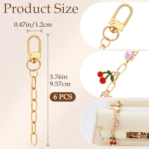 Hzopcw 6pcs Gold Keychain Making Kit, Key Ring Swivel Snap Hook Chains, Extender Keychain Bag Charm Kits for DIY Crafts Jewelry Making Handbag Purses - color: Gold-6pcs