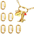 Stainless Steel Screw Carabiner Lock Charms, 18K Gold Plated, 6 Pieces, Jewelry Making Connectors, 0.83 x 0.43 Inch, Necklace Charm Holder Clasps (6)