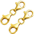 OHINGLT Double Lobster Claw Clasps 925 Sterling Silver Necklace Extender, Double End Design Necklace Clasps and Closures, Bracelet Connector Suitable for Jewelry Making - color: 2PCS 14K Gold Plated 925 Sterling Silver