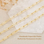 GTVOODX Chunky Paperclip Chain Roll Gold Filled 4 Meters Stainless Steel Handmade Paper Clip Link Chains Spool Bulk for Women Jewelry Making with Lobster Clasps Jump Rings - color: Gold Thick Paperclip Chains