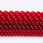 Natural Bloody Red Glass Beads Gemstone Round Crystal Energy Jade Beads Stone Beads for Jewelry Making DIY Bracelet Necklace Jewelry Making 1 Strand 15.5inch 38PCS 10MM - color: Bloody red glass, size: 10MM