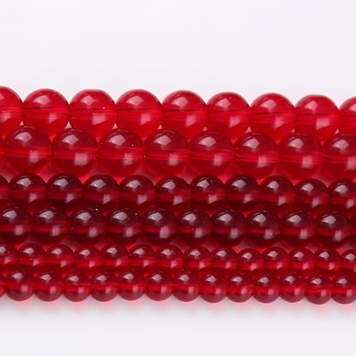 Natural Bloody Red Glass Beads Gemstone Round Crystal Energy Jade Beads Stone Beads for Jewelry Making DIY Bracelet Necklace Jewelry Making 1 Strand 15.5inch 65PCS 6MM - color: Bloody red glass, size: 6MM