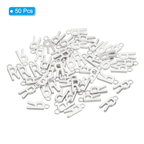PATIKIL Letter Charm, 50pcs Alphabet Initial Pendant Charm Bulk DIY for Jewelry Making Bracelets Earrings Necklace - style: R