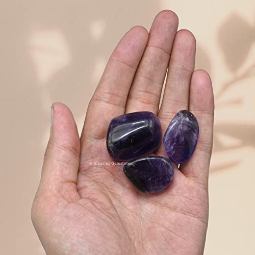 Amazing Gemstone Amethyst Crystal Tumbled Stones Polished Rocks - Natural Gem Stones for Healing - DIY Crystals for Protection (1 Piece) - color: Amethyst