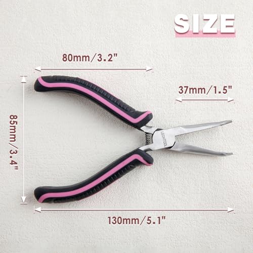 Mini Bent Needle Nose Pliers with Serrated Jaw, Soft Grip for Jewelry Making, Wire Wrapping and Object Gripping - style: Bent Needle Nose Plier Serrated Jaws