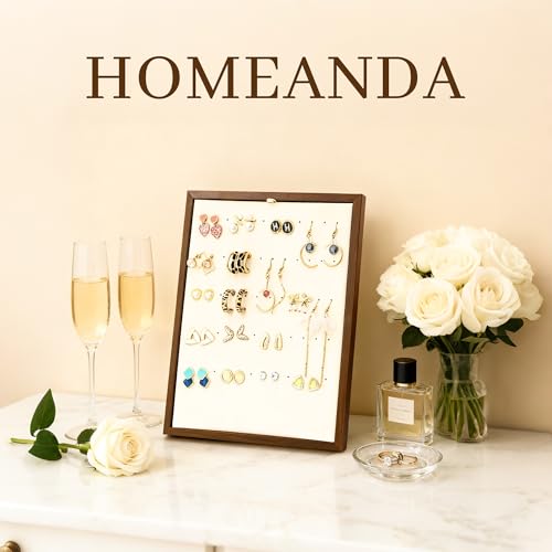Homeanda Velvet L-Shaped 60 hole Ring Earring Jewelry Display Tray Organizer Holder Jewelry Display board - style: L-Shape 60 Holes