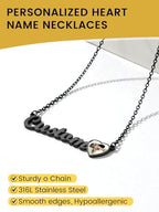 GoldChic JEWELRY Name Necklace Personalized for Men, Womens Custom Name Plate Chain, Stainless Steel Customized Old English Nameplate Choker with Curb Chains Custom, 16 inches to 30 inches - color: Photo & Rolo Chain 1.8 mm -Black