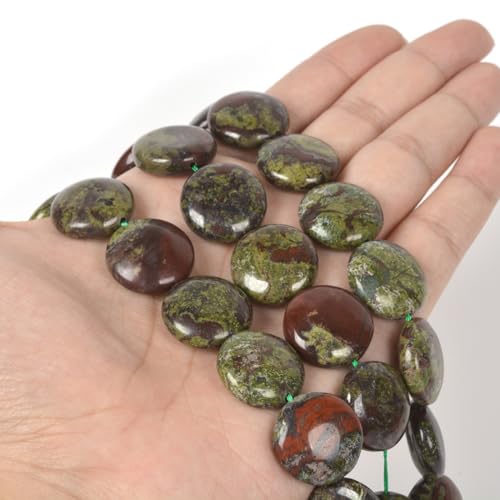 Natural Dragon Blood Jasper 20mm Coin Disc Loose Beads 16 Inch for DIY Jewelry Making Beads - color: Dragon Blood Jasper