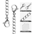 Necklace Extenders, 10Pcs Stainless Steel Silver Necklace Bracelet Anklet Extension Chains with Lobster Clasps and Closures for Jewelry Making - color: Silver