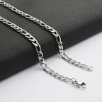 6 Pcs Silver Chains, Stainless Steel Cuban Link/Rope/Box/Figaro/Square Rolo/Wheat Chain Necklace Jewelry Set for Men Women - color: 18 inches