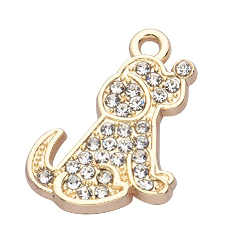 Pack of 20 Rhinestone Charms Gold Plated Pendants Pave Crystal Accessories for Necklace Bracelet Jewelry Making DIY Crafting - color: (Puppy)VID60301